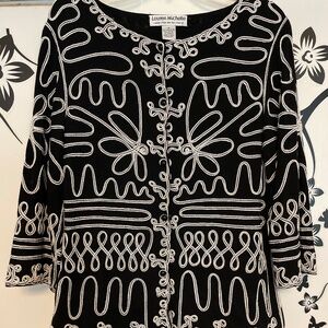 PRICE DROP! LAUREN MICHELLE Women’s Black &  White Embroidered Jacket  - Size M